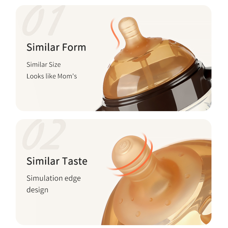 زجاجة طفل عريضة مع شعور طبيعي وفتحات مزدوجة