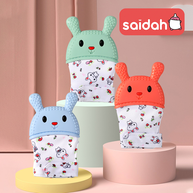 قفازات تسنين الطفل | غذاء الصف السيليكون قفازات مضادة للحيلة | لعبة رضيع لتصميم الأرنب اللطيف