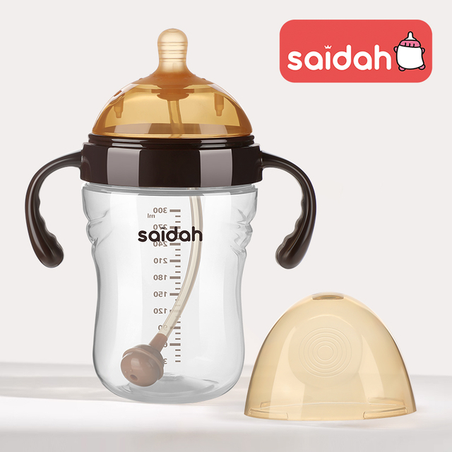 زجاجة طفل عريضة مع شعور طبيعي وفتحات مزدوجة