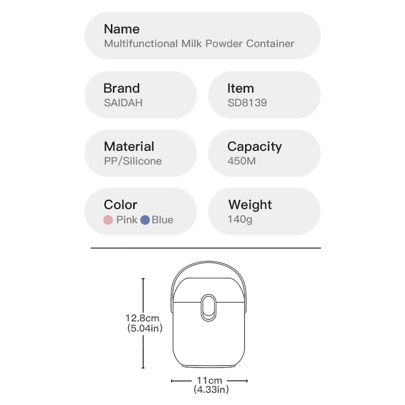 SAIDAH SD8139 قياسي كلاسيكي محمول حاوية الحليب الحليب الكبيرة
