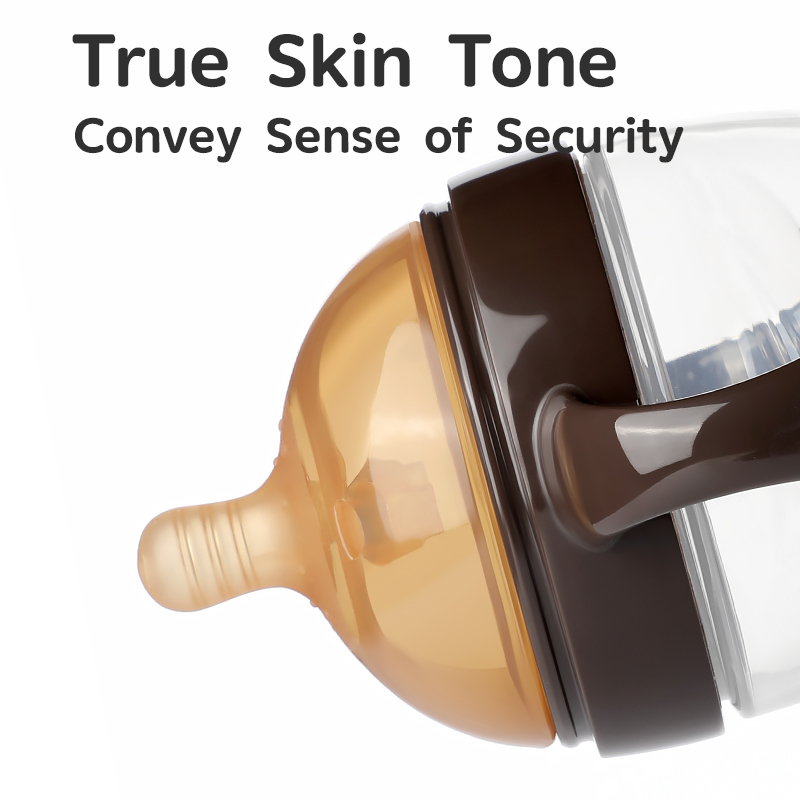 زجاجة طفل عريضة مع شعور طبيعي وفتحات مزدوجة