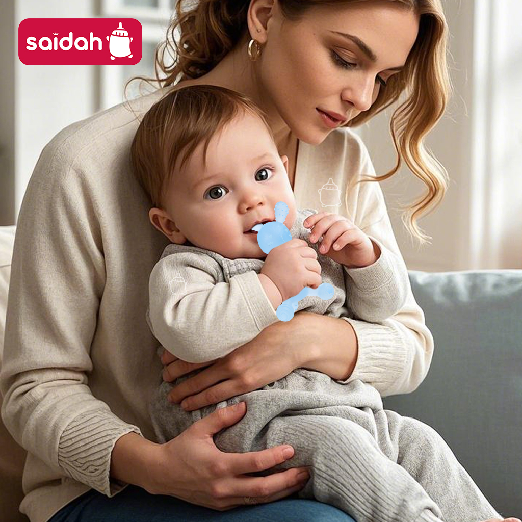 BEPBA -FREE RABBIT على شكل سيليكون على شكل سيليكون TETHER - لعبة تسنين آمنة وناعمة للرضع