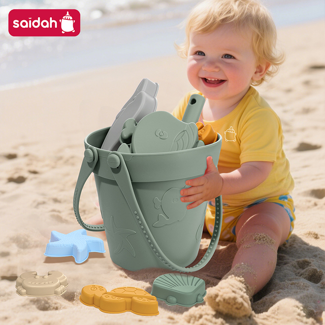 8-في 1 مجموعة من سيليكون الأطفال الرمال والحمث والشاطئ مجموعة مجموعة | طقم لعب الشاطئ للأطفال الصغار | أدوات اللعب الصيفية في الهواء الطلق (مجرفة ، قوالب) - الوزن الخفيف وصديقة للسفر