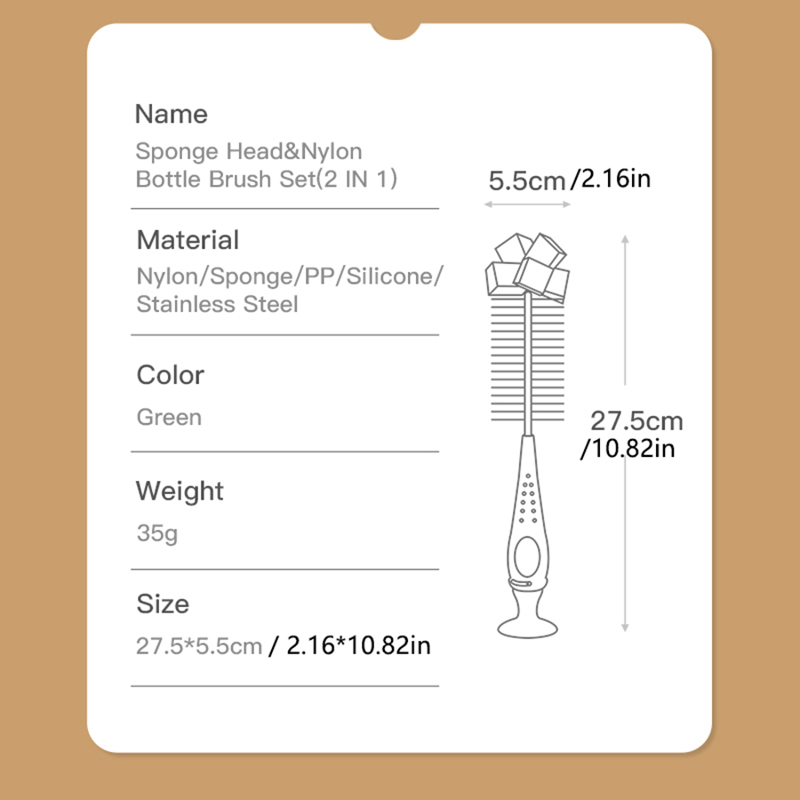 [نايلون | الإسفنج] نايلون | فرشاة الإسفنج مع كوب شفط ، مجموعة فرشاة مصاصة زجاجة التغذية