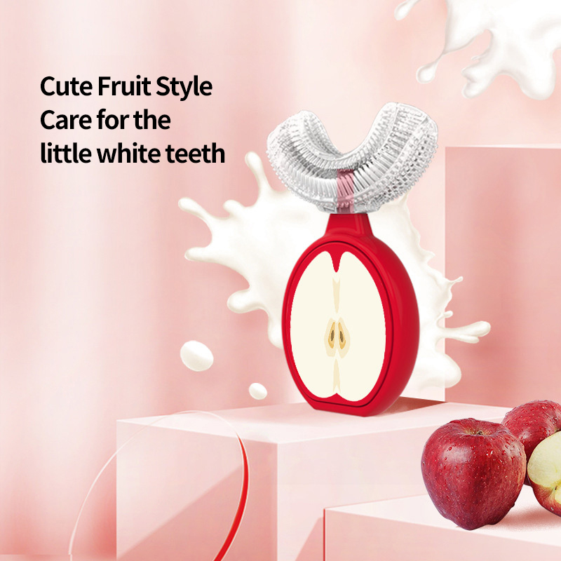 فرشاة أسنان على شكل حرف U للأطفال | 360 درجة تلقائي مع شعيرات السيليكون من الدرجة الغذائية | مجموعة التسنين والتدريب (1-3 سنوات)