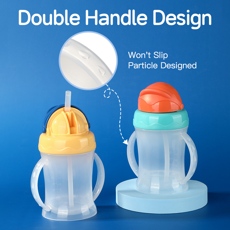 كوب طفل مقلوب غير مقاوم للتسرب مع قش السيليكون