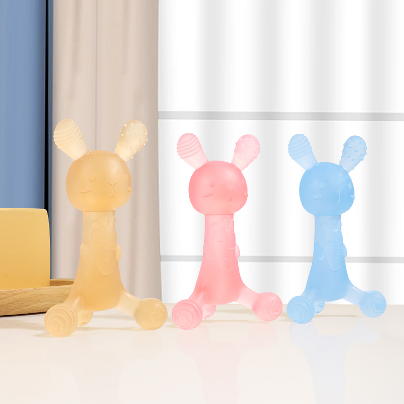 BEPBA -FREE RABBIT على شكل سيليكون على شكل سيليكون TETHER - لعبة تسنين آمنة وناعمة للرضع
