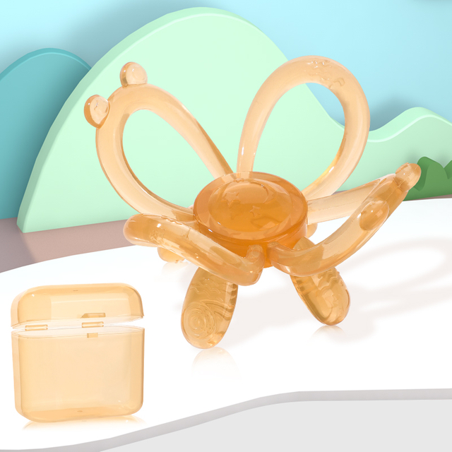 كرة التسنين اللطيفة الطبيعية - لعبة حسية لتخفيف الرضع