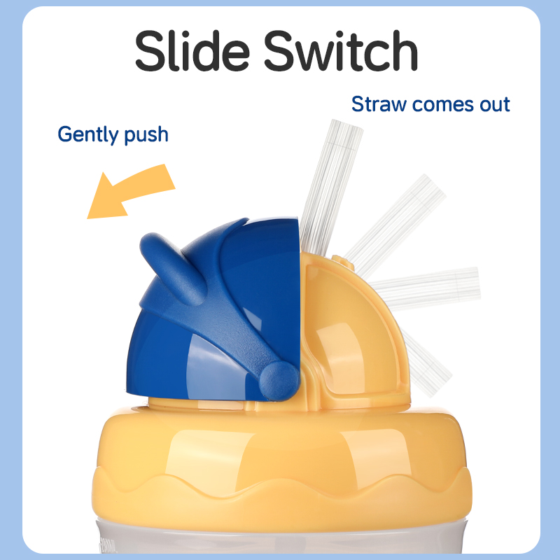 كوب طفل مقلوب غير مقاوم للتسرب مع قش السيليكون