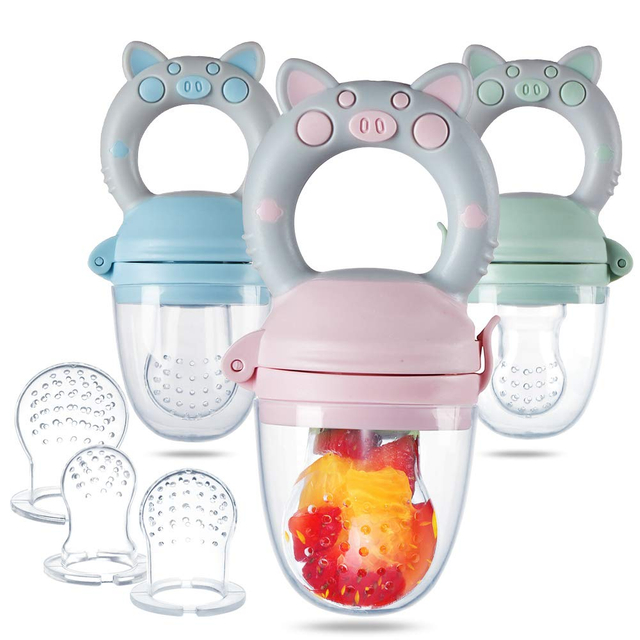 Silicone Baby Feeder Teether - تصميم خنزير لطيف للفواكه والخضروات | مصاصة طعام خالية من BPA