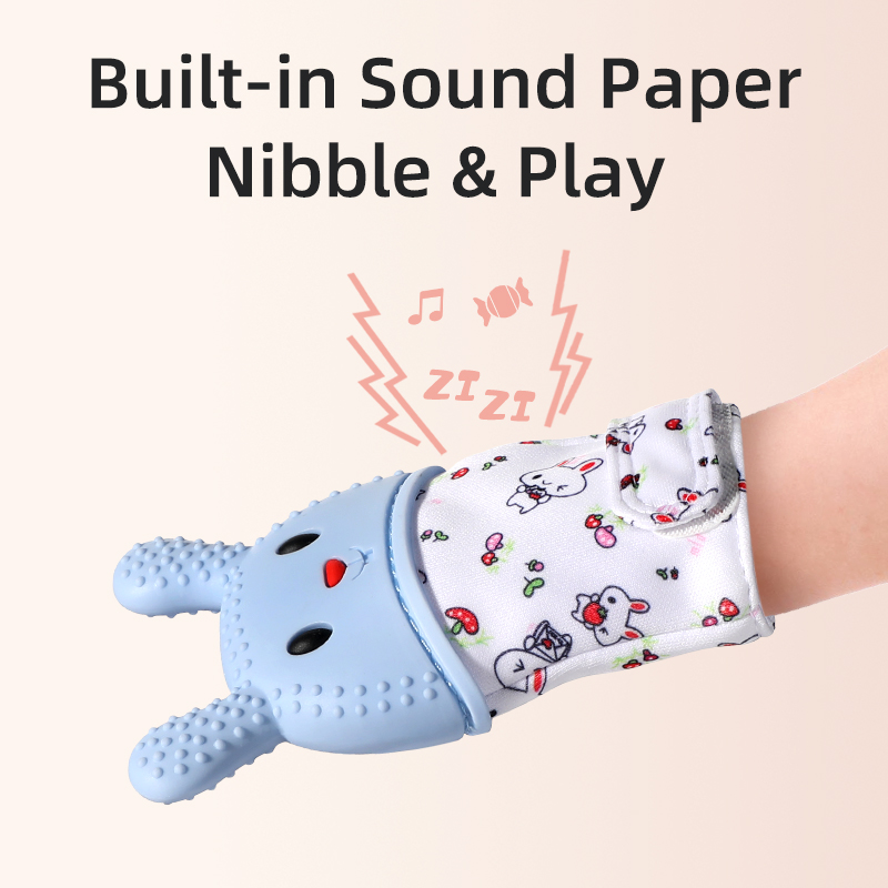 قفازات تسنين الطفل | غذاء الصف السيليكون قفازات مضادة للحيلة | لعبة رضيع لتصميم الأرنب اللطيف
